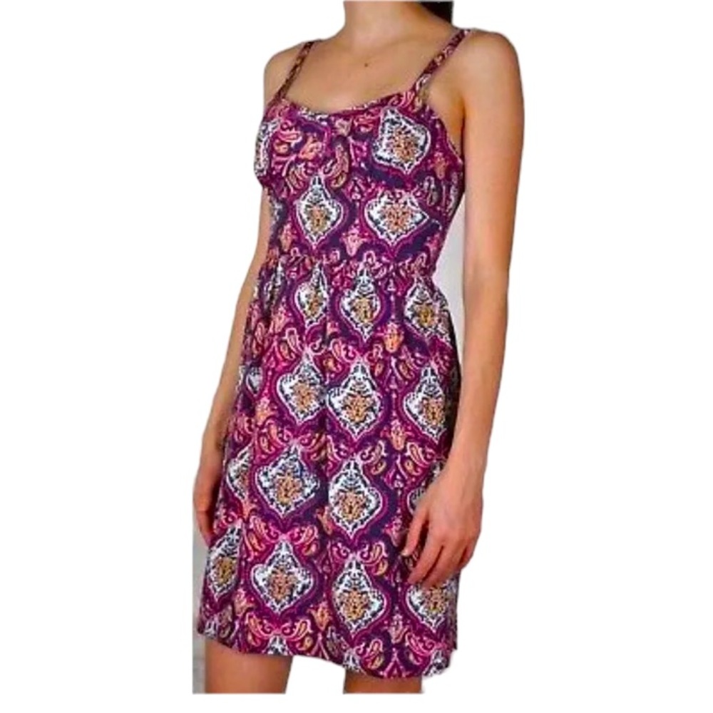 J.Crew Factory Multi Color Paisley Spaghetti String Dress Size 6
